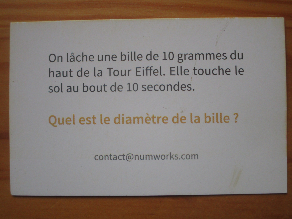 Carte visite énigme NumWorks