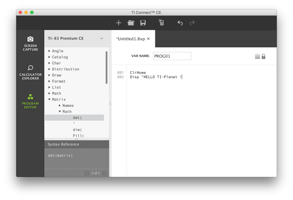 TI-Connect CE | Program Editor