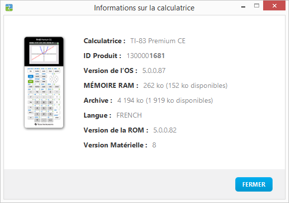 Informations TI-83 Premium CE