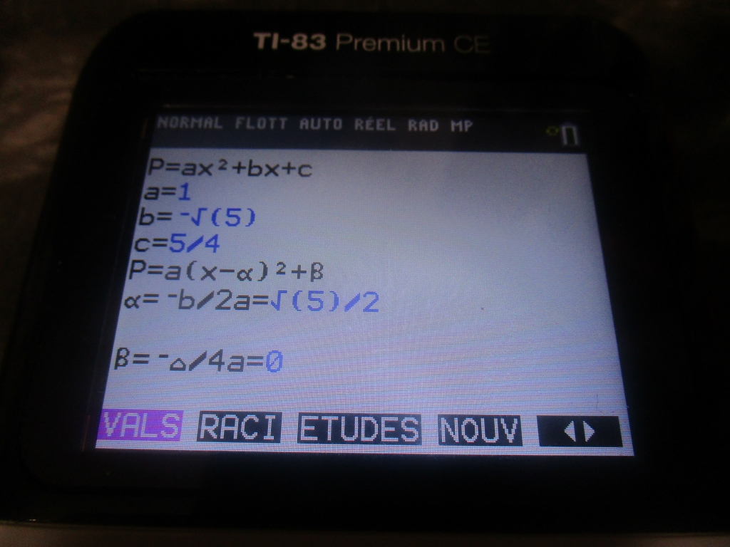 Ex2: coefficients réels, Δ=0