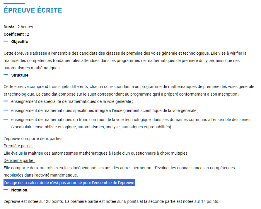Maths anticipée 2026