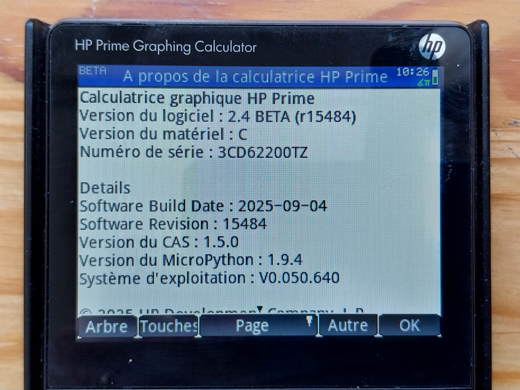 HP Prime G1 2.4.15484 bêta