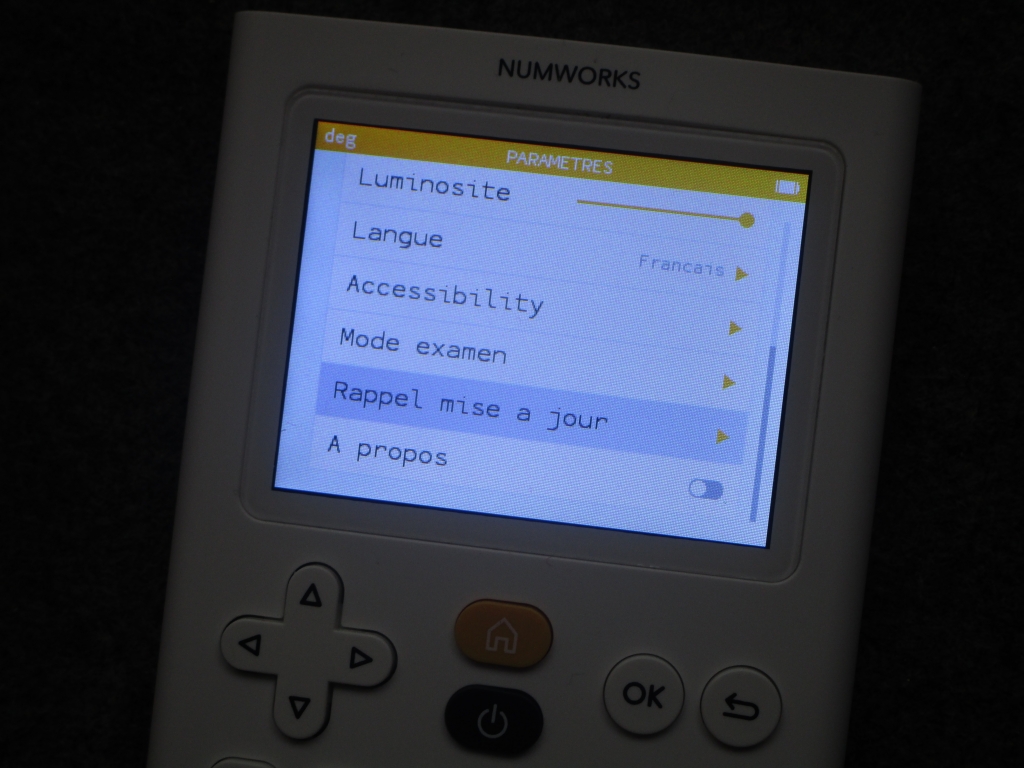 NumWorks 10.1.0 v. accessibilité