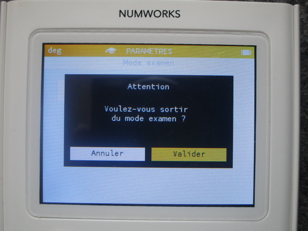 Mode examen NumWorks