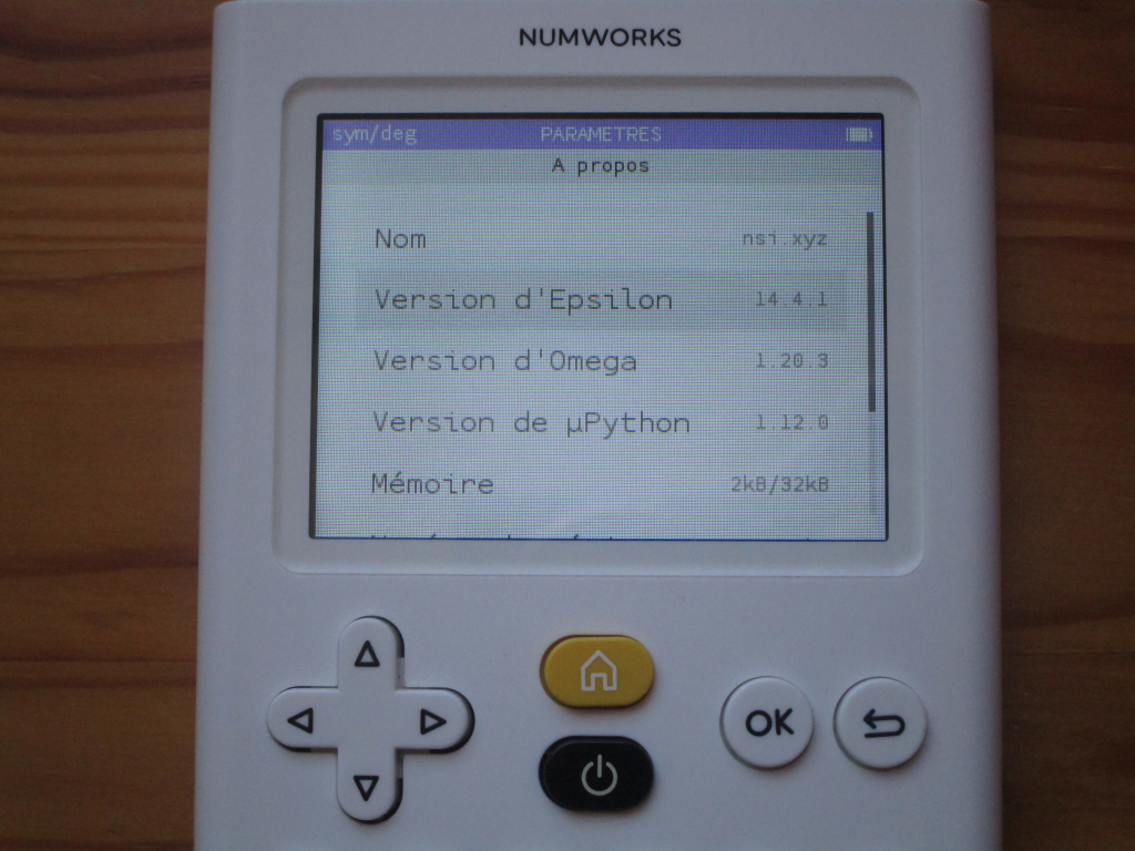 NumWorks + firmware nsi.xyz