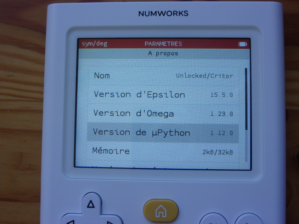 NumWorks Omega 1.23