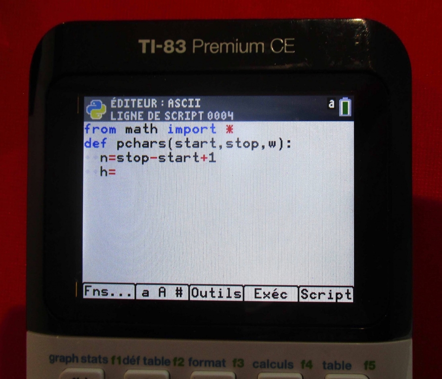 saisie TI-83 Premium CE Python