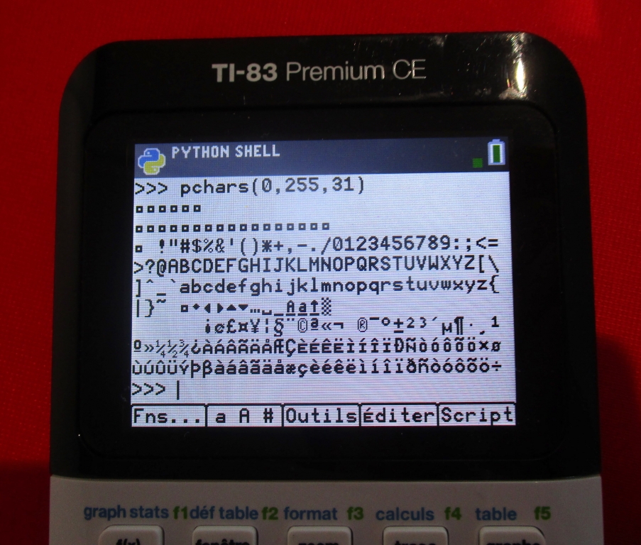 pchars TI-83 Premium CE Python