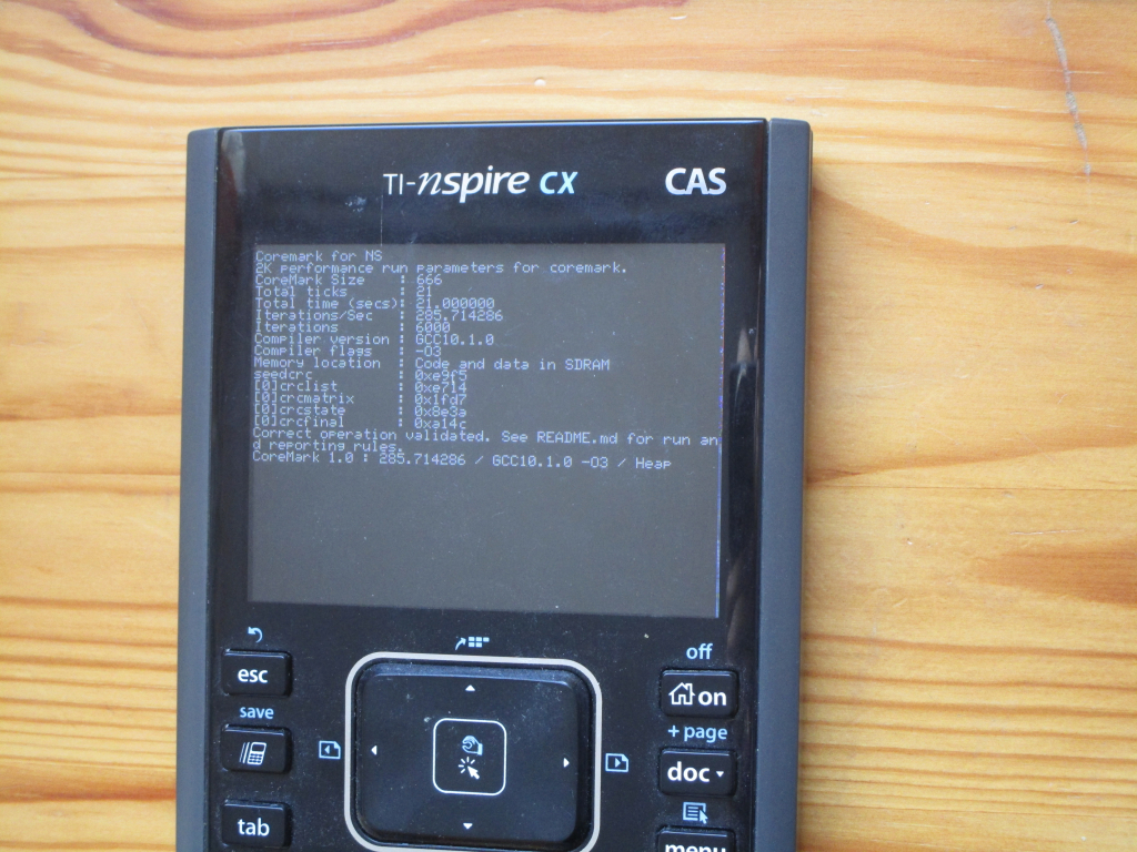 TI-Nspire CX + CoreMark @132MHz