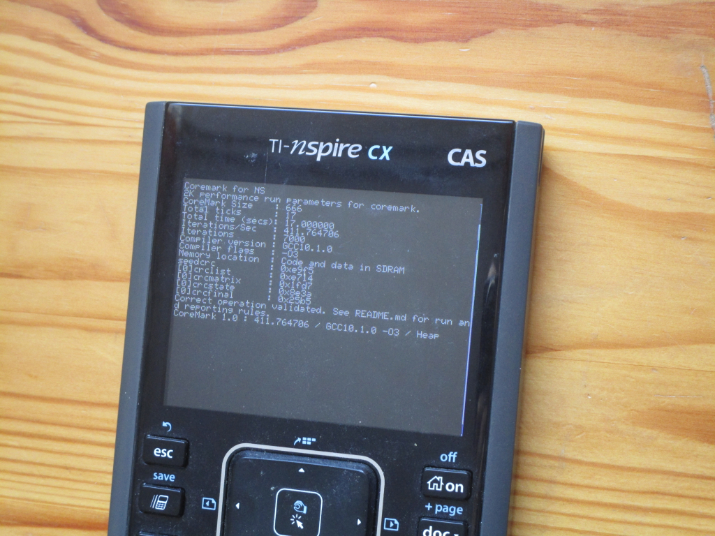 TI-Nspire CX + CoreMark @198MHz