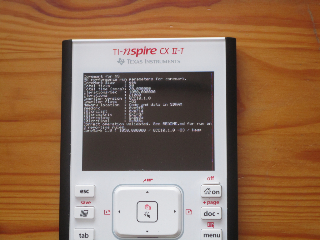 TI-Nspire CX II CoreMark @492MHz
