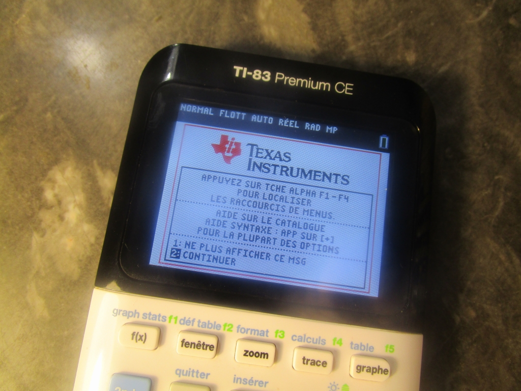 TI-83 Premium CE + menu allumage