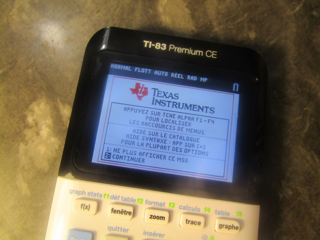TI-83 Premium CE + menu allumage