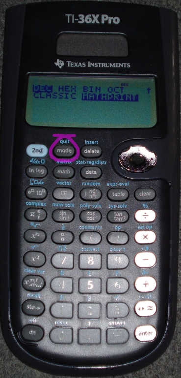 TI-36X Pro - écran mode