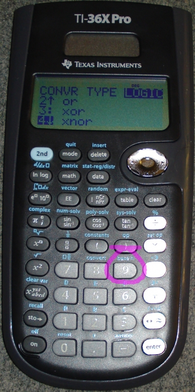 TI-36X Pro - menu logique