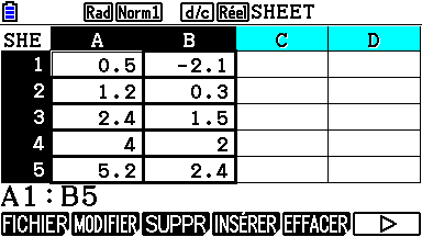 Graph 90+E Tableur