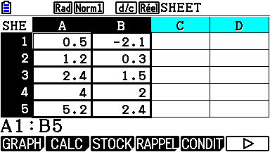 Graph 90+E Tableur