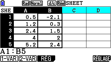 Graph 90+E Tableur