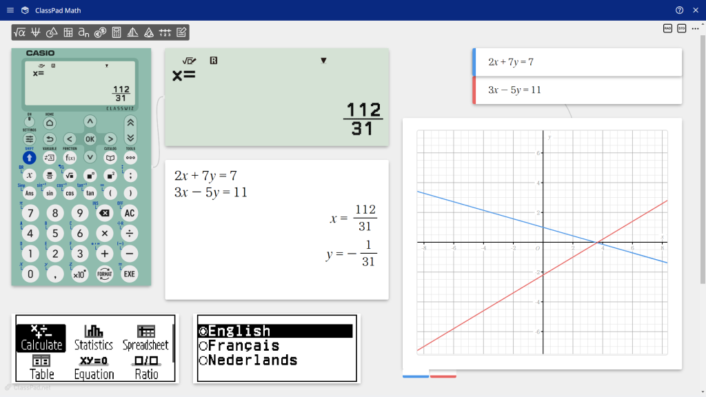 ClassPad.net : fx-92B Secondaire