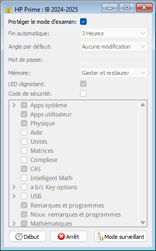 HP Prime Mode Examen IB 2025