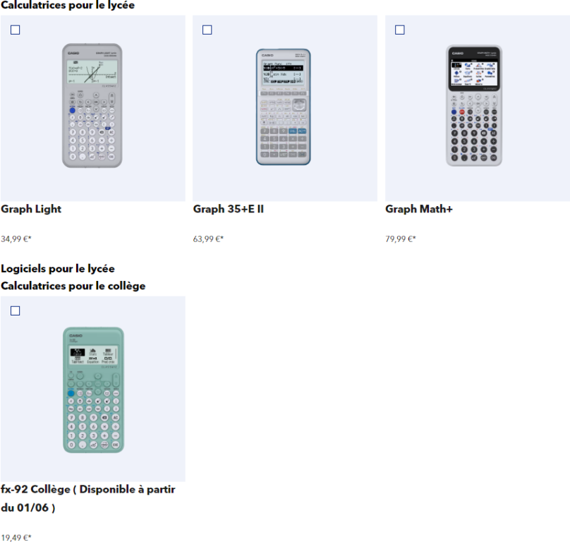 Cagnottes Casio rentrée 2025