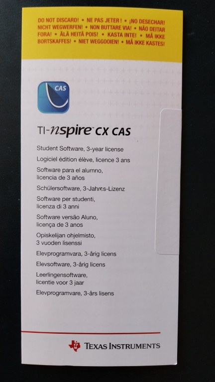 Carte licence TI-Nspire CX CAS