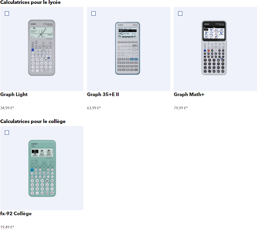 Plateforme achat Casio