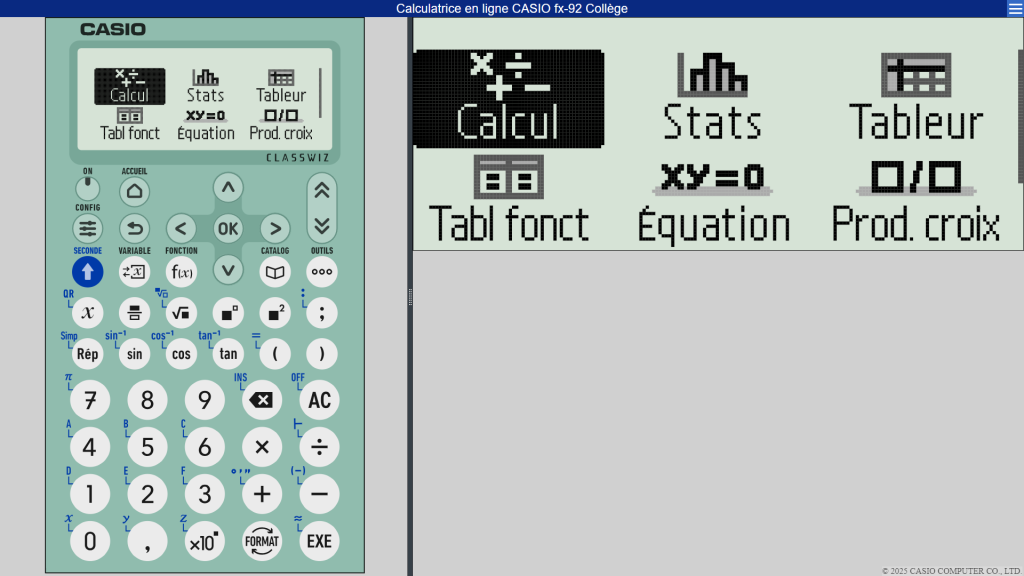 Emulateur fx-92 Collège Classwiz