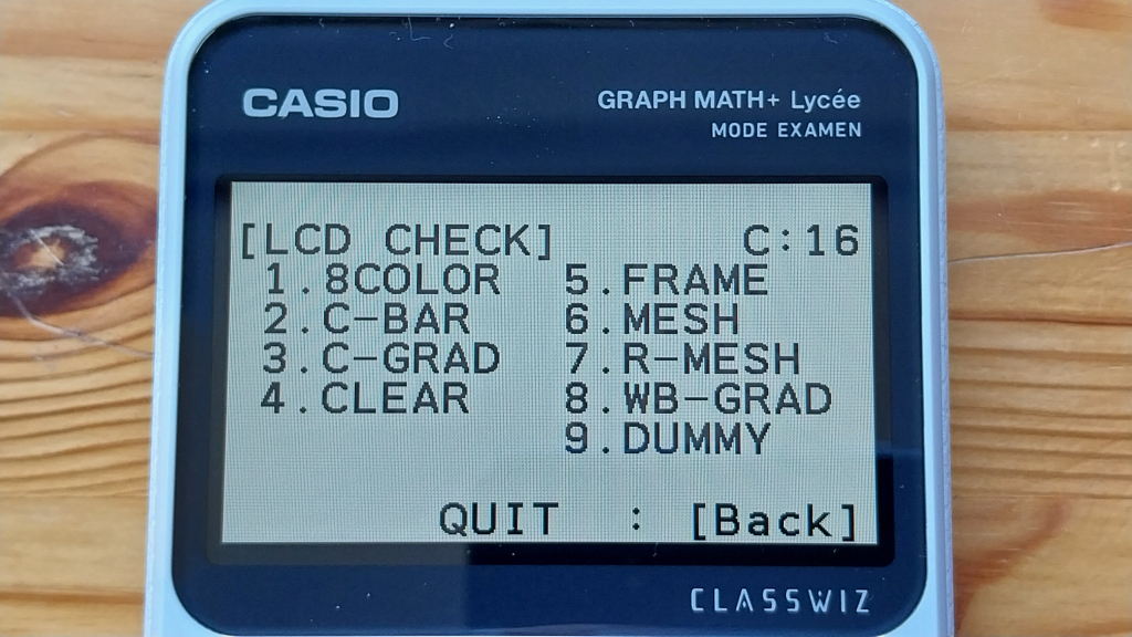 Diagnostic écran Graph Math+