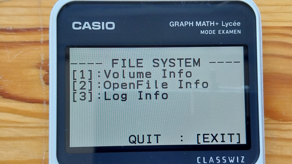 Graph Math+ : menu TEST