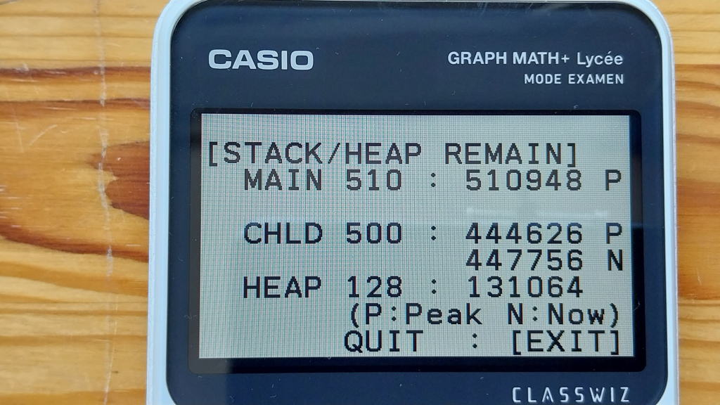 Graph Math+ : menu TEST