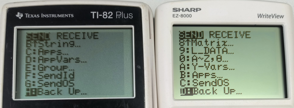 TI-82+ et Sharp EZ-8000