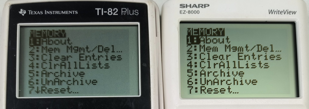 TI-82+ et Sharp EZ-8000